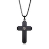 Thumbnail Image 2 of Men's 1/20 CT. T.W. Black Diamond Inlay Outline Cross Pendant in Stainless Steel and Black IP - 24"