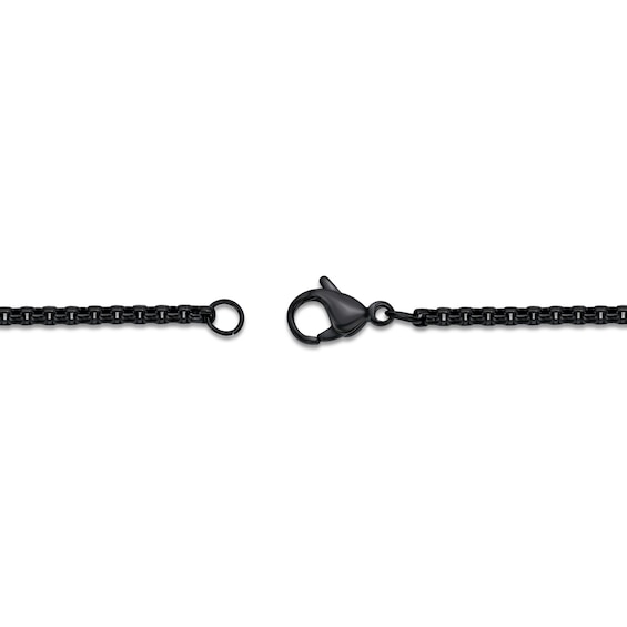 Men's 1/20 CT. T.w. Black Diamond Inlay Outline Cross Pendant in Stainless Steel and Black IP - 24"