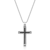 Thumbnail Image 0 of Men's Black Diamond Accent Rope Inlay Cross Pendant in Stainless Steel and Black IP - 24"