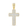 Thumbnail Image 1 of 1/2 CT. T.W. Diamond Cross Triple Row Necklace Charm in 10K Gold