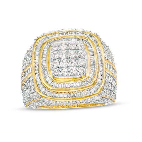 Men's 5 CT. T.w. Cushion-Shaped Multi-Diamond Double Frame Ring in 10K Gold