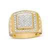 Thumbnail Image 1 of 1/10 CT. T.W. Square-Shaped Multi-Diamond Frame Grooved Shank Ring in 10K Gold