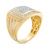 Thumbnail Image 3 of 1/10 CT. T.W. Square-Shaped Multi-Diamond Frame Grooved Shank Ring in 10K Gold