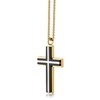 Thumbnail Image 2 of Men's Triple Layer Cross Pendant in Stainless Steel with Black and Gold-Tone IP - 24"