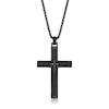 Thumbnail Image 0 of Men's 1/20 CT. T.W. Blue Diamond Inlay Cross Pendant in Stainless Steel and Black IP - 24"