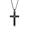 Thumbnail Image 2 of Men's 1/20 CT. T.W. Blue Diamond Inlay Cross Pendant in Stainless Steel and Black IP - 24"