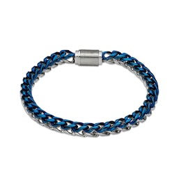 Men's 6.0mm Double Foxtail Chain Bracelet in Stainless Steel and Blue IP - 9"