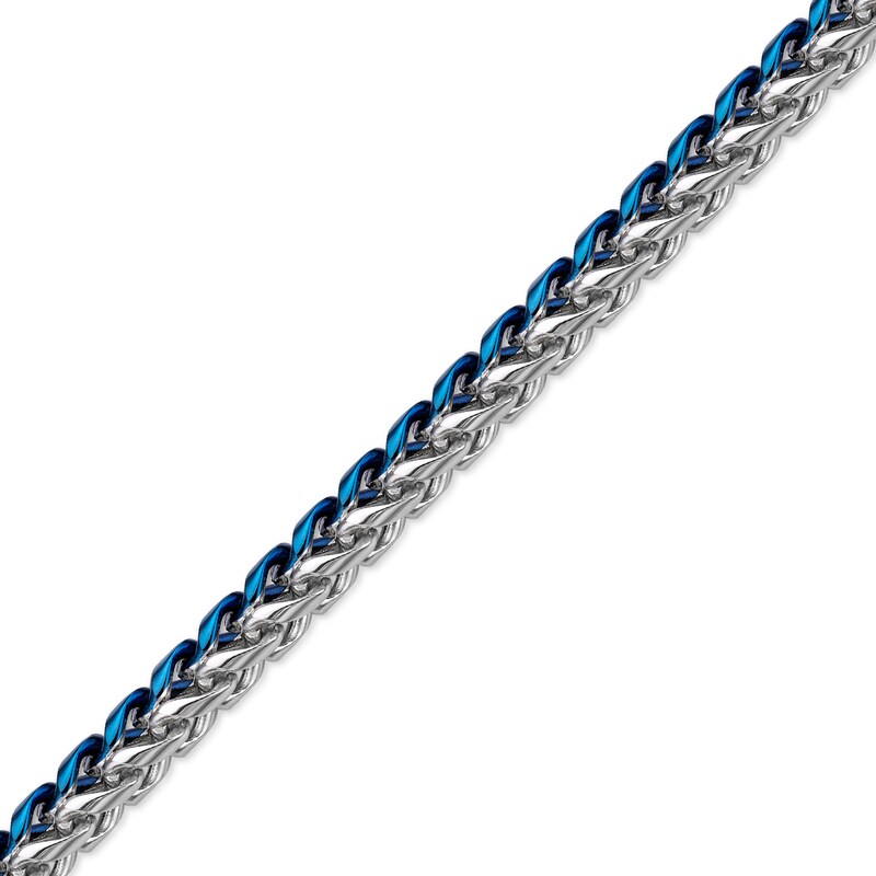 Main Image 3 of Men's 6.0mm Double Foxtail Chain Bracelet in Stainless Steel and Blue IP - 9"