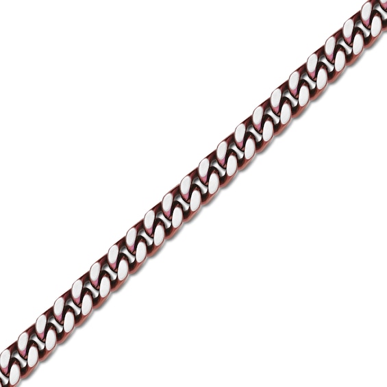 12.0mm Chunky Curb Chain Bracelet in Stainless Steel and Red IP - 9"