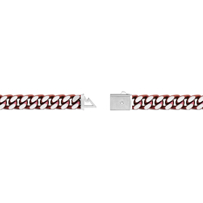 Main Image 3 of 12.0mm Chunky Curb Chain Bracelet in Stainless Steel and Red IP - 9"