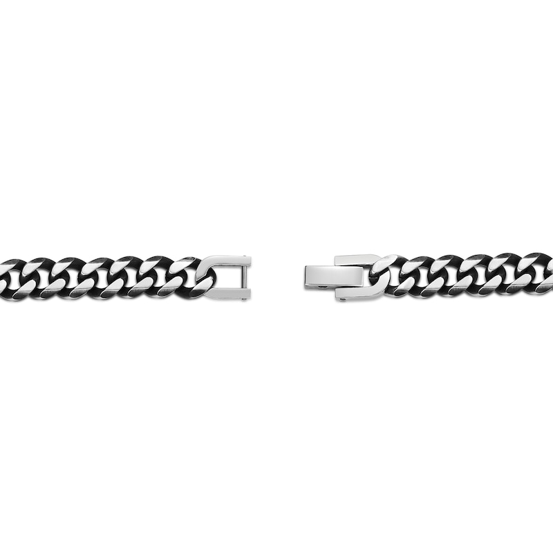 Main Image 3 of Men's Skull Curb Chain Bracelet in Two-Tone Stainless Steel and Black IP - 8.5"