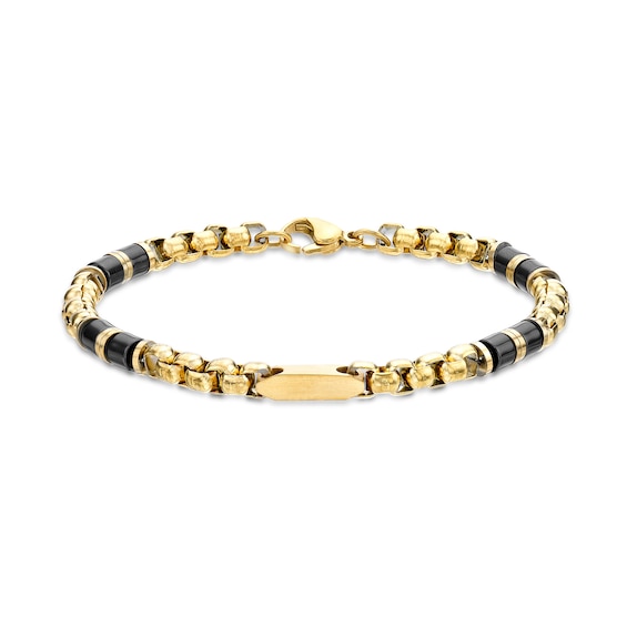 5.0mm Link Chain Station Bracelet in Stainless Steel and Black IP Ceramic - 8.5"