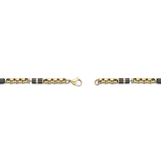 5.0mm Link Chain Station Bracelet in Stainless Steel and Black IP Ceramic - 8.5"