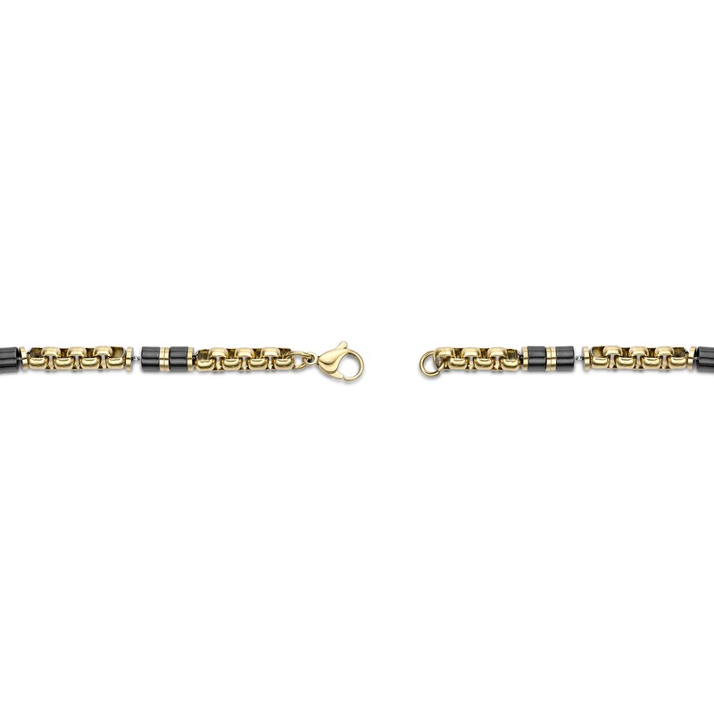 Main Image 3 of 5.0mm Link Chain Station Bracelet in Stainless Steel and Black IP Ceramic - 8.5"