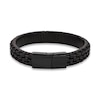 Thumbnail Image 1 of Men's 12.0mm Woven Leather Bracelet with Stainless Steel and Black IP Clasp - 8.5"