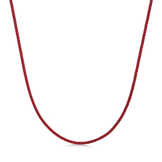 Men's 2.5mm Foxtail Chain Necklace in Solid Stainless Steel with Red Acrylic - 24"