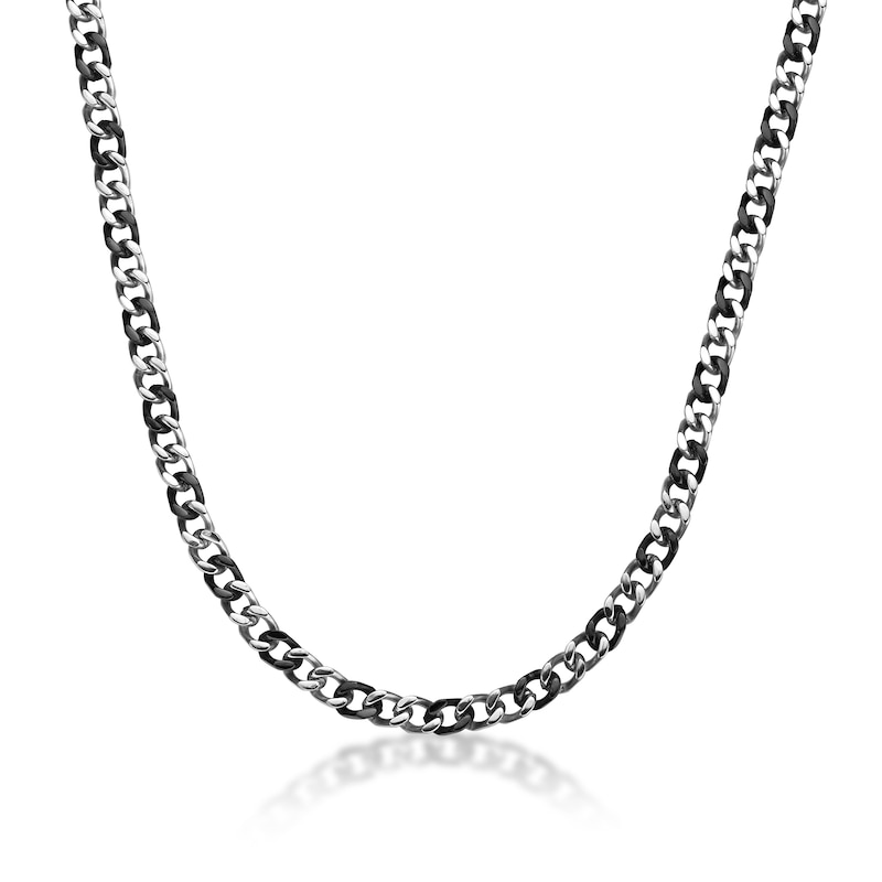 Men's 7.5mm Black Curb Chain Necklace