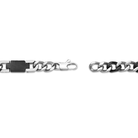 Men's 7.5mm Curb Chain Necklace in Two-Tone Solid Stainless Steel and Black IP - 24"