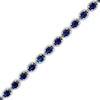 Thumbnail Image 0 of Oval Blue Lab-Created Sapphire Rope-Textured Frame Tennis Bracelet in Sterling Silver - 7.5"