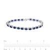 Thumbnail Image 3 of Oval Blue Lab-Created Sapphire Rope-Textured Frame Tennis Bracelet in Sterling Silver - 7.5"