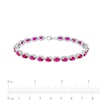 Thumbnail Image 4 of Oval Lab-Created Ruby Rope-Textured Frame Tennis Bracelet in Sterling Silver - 7.5"