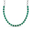 Thumbnail Image 1 of 6.0mm Cushion-Cut Lab-Created Emerald and White Sapphire Alternating Link Necklace in Sterling Silver
