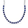 Thumbnail Image 1 of 6.0mm Cushion-Cut Blue and White Lab-Created Sapphire Alternating Link Necklace in Sterling Silver