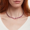 Thumbnail Image 2 of 6.0mm Cushion-Cut Lab-Created Ruby and White Sapphire Alternating Link Necklace in Sterling Silver