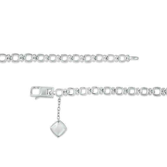 6.0mm Cushion-Cut Lab-Created Ruby and White Sapphire Alternating Link Necklace in Sterling Silver