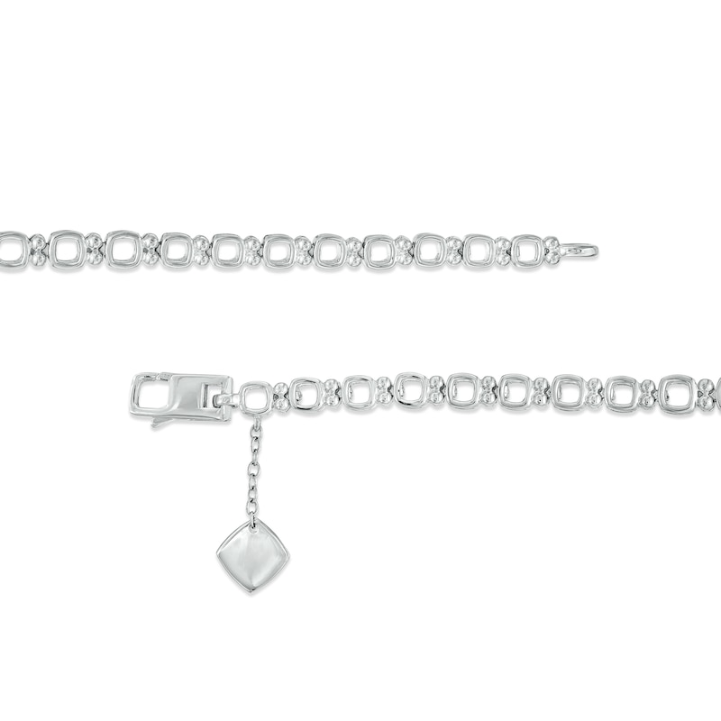 Main Image 3 of 6.0mm Cushion-Cut Lab-Created Ruby and White Sapphire Alternating Link Necklace in Sterling Silver