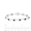 Thumbnail Image 4 of 5.0mm Blue and White Lab-Created Sapphire Frame Alternating Square Link Bracelet in Sterling Silver - 7.5"