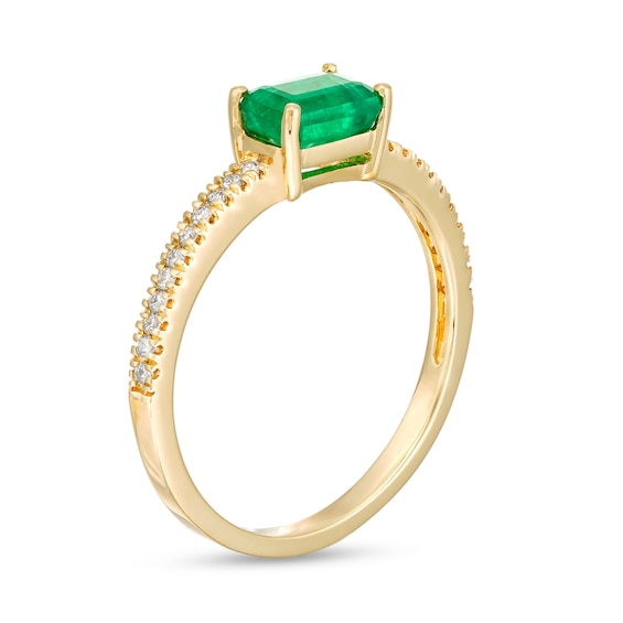 Emerald and 1/10 CT. T.w. Diamond Ring in 14K Gold