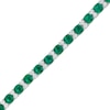 Thumbnail Image 1 of 6.0mm Cushion-Cut Lab-Created Emerald and White Sapphire Alternating Link Bracelet in Sterling Silver - 7.5"