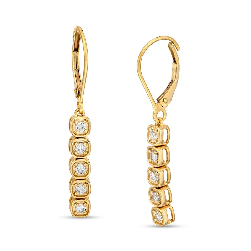Main Image 1 of 3/8 CT. T.W. Diamond Five Stone Linear Box Drop Earrings in 10K Gold