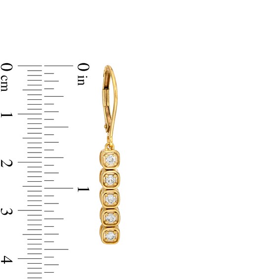 3/8 CT. T.w. Diamond Five Stone Linear Box Drop Earrings in 10K Gold