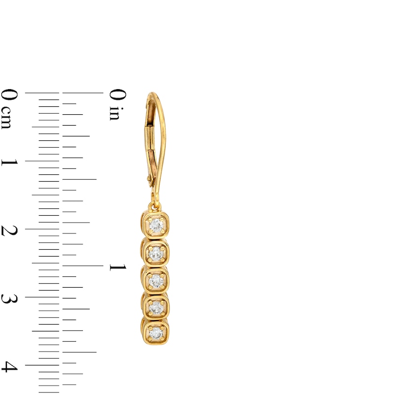 Main Image 3 of 3/8 CT. T.W. Diamond Five Stone Linear Box Drop Earrings in 10K Gold