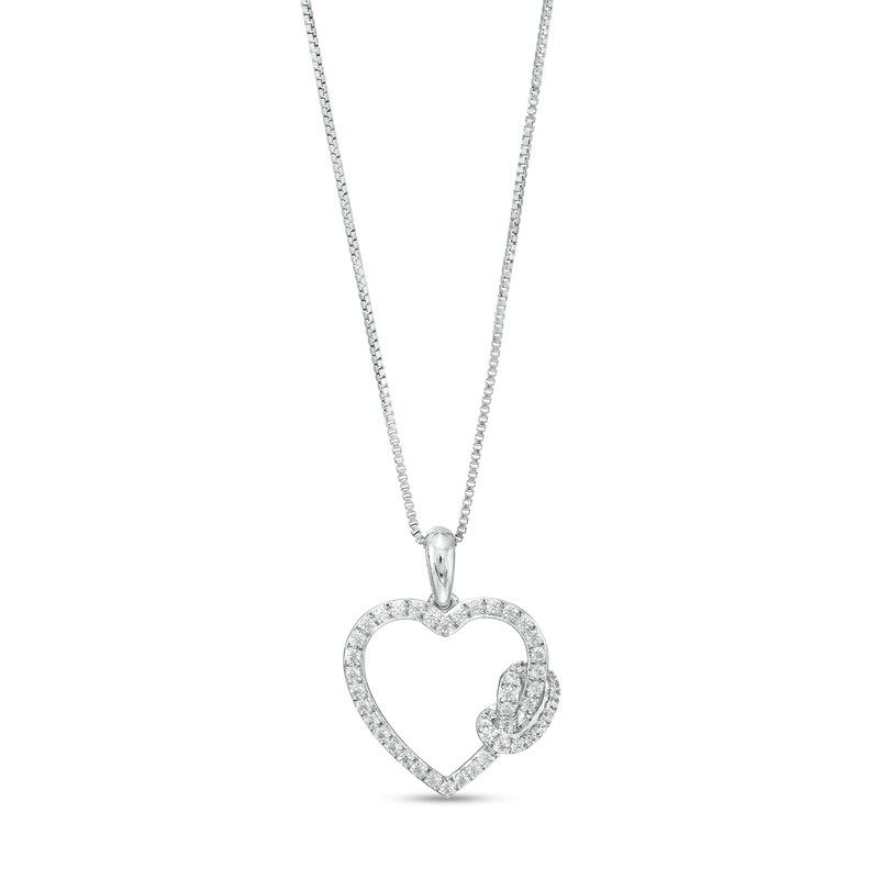 Main Image 1 of 1/4 CT. T.W. Diamond Knotted Heart Pendant in Sterling Silver