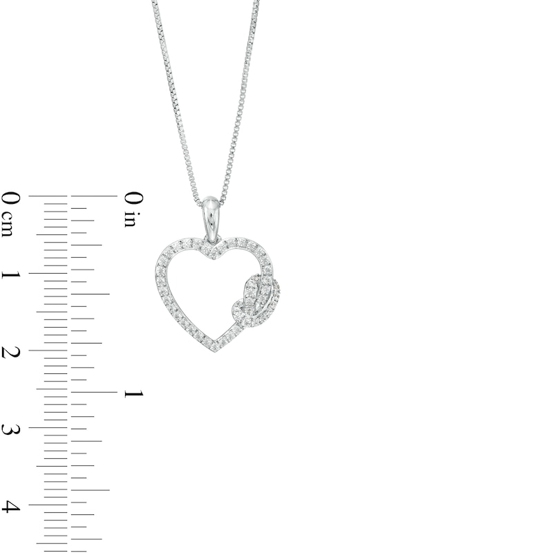 Main Image 3 of 1/4 CT. T.W. Diamond Knotted Heart Pendant in Sterling Silver