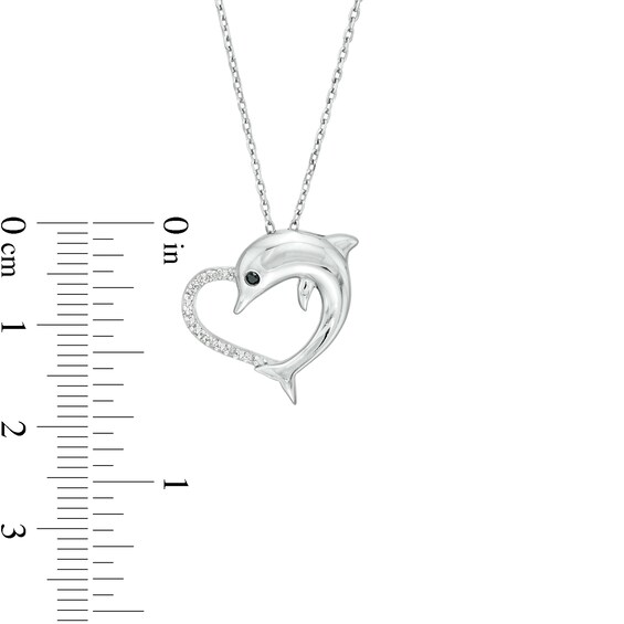 1/20 CT. T.w. Black and White Diamond Dolphin Heart Pendant in Sterling Silver