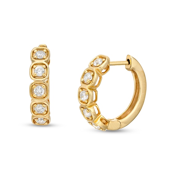 3/8 CT. T.w. Diamond Five Stone Box Huggie Hoop Earrings in 10K Gold