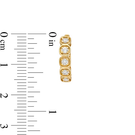 3/8 CT. T.w. Diamond Five Stone Box Huggie Hoop Earrings in 10K Gold