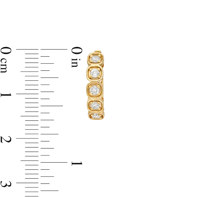 Main Image 3 of 3/8 CT. T.W. Diamond Five Stone Box Huggie Hoop Earrings in 10K Gold