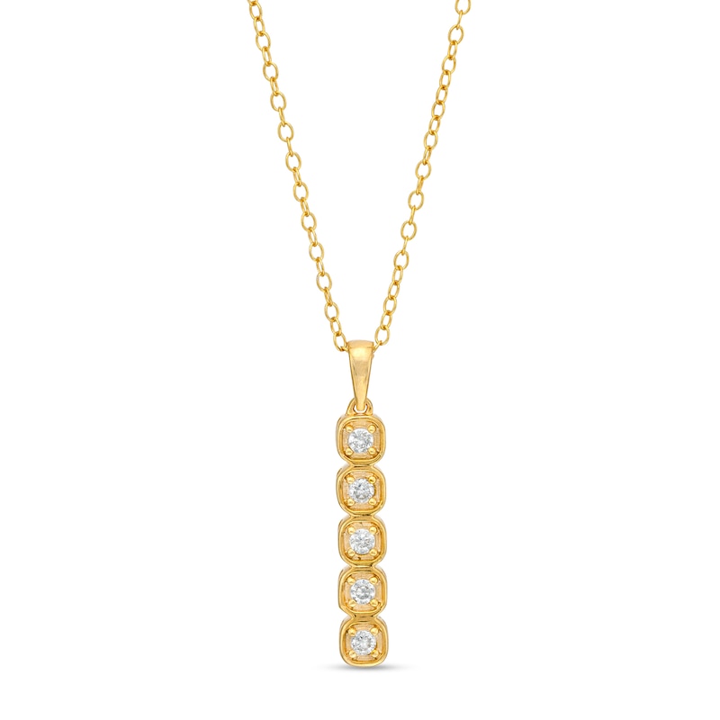 Main Image 1 of 1/5 CT. T.W. Diamond Five Stone Linear Drop Box Pendant in 10K Gold