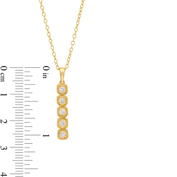 1/5 CT. T.w. Diamond Five Stone Linear Drop Box Pendant in 10K Gold
