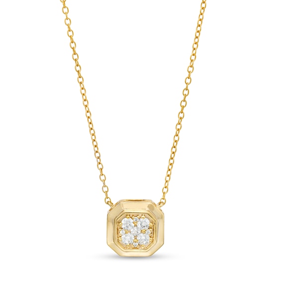 1/4 CT. T.W. Multi-Diamond Octagonal Frame Necklace in 10K Gold | Zales