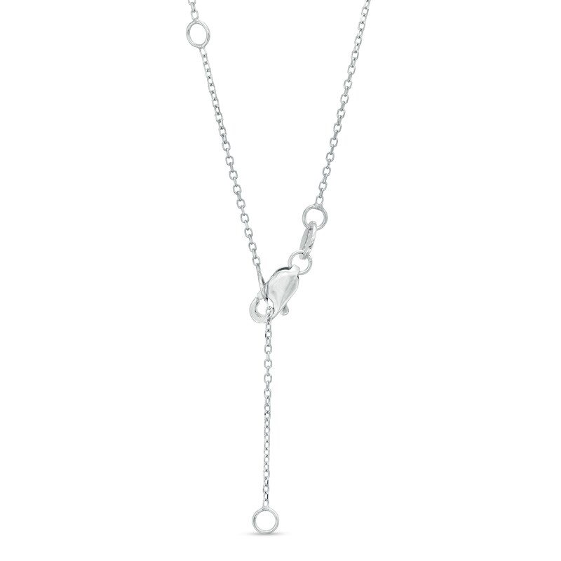 Main Image 3 of Oval Emerald and 1/8 CT. T.W. Diamond Frame Pendant in 14K White Gold