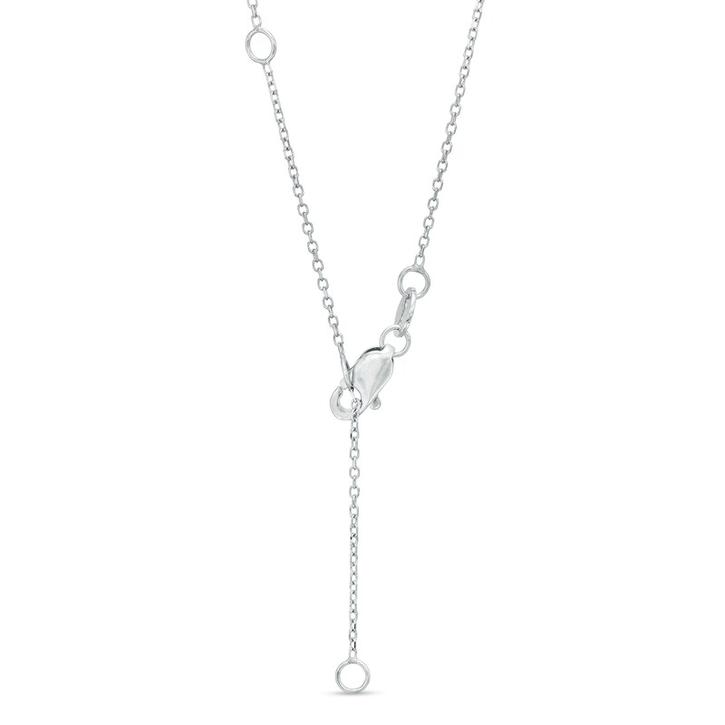Main Image 3 of Oval Tanzanite and 1/8 CT. T.W. Diamond Frame Pendant in 14K White Gold