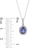 Thumbnail Image 4 of Oval Tanzanite and 1/8 CT. T.W. Diamond Frame Pendant in 14K White Gold