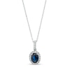 Thumbnail Image 1 of Oval Blue Sapphire and 1/8 CT. T.W. Diamond Frame Pendant in 14K White Gold