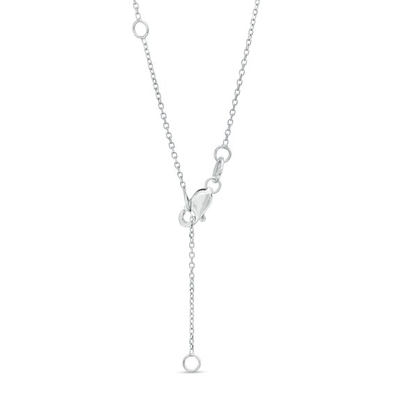 Oval Blue Sapphire and 1/8 CT. T.w. Diamond Frame Pendant in 14K White Gold